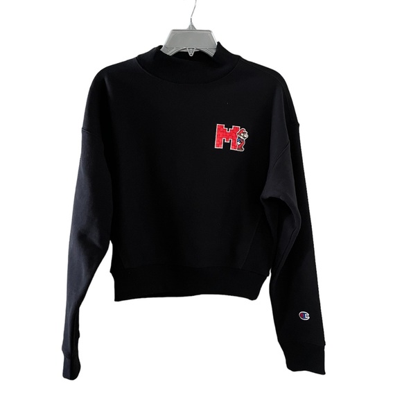 Champion x Nintendo Super Mario Bros Reverse Weave Logo Mockneck Crop Sweatshirt - Picture 2 of 6